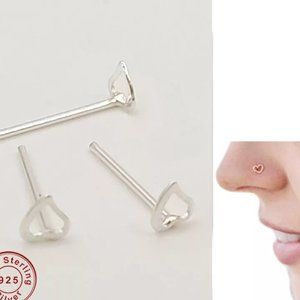 Nose Ring Sterling Silver Heart